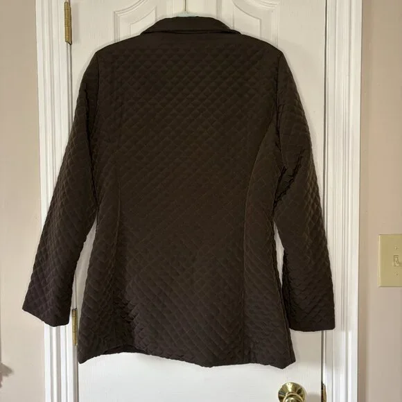 Calvin Klein Quilted Zip-Up Jacket, Dark Brown, Faux Fur Lined, Size M - Picture 4 of 8